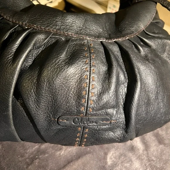 Cole Haan Rouched Hobo Bag - Black Leather - no call-outs - Picture 3 of 14